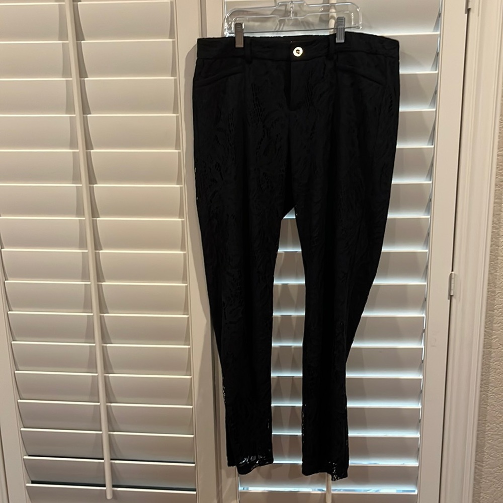 Lily Pulitzer black lace trouser.